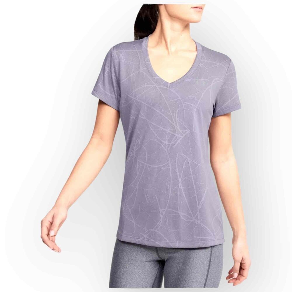 NWT‎ Under Armour UA Tech™ HeatGear® V-Neck Top Purple Haze Size Small
